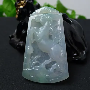 

Myanmar Fine jewelry natural A goods Running horse Necklace pendant features carved Pendant