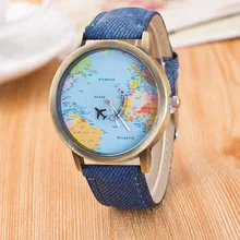 Creative Aircraft travel World Map Watches Men Women Vintage Leather Quartz Watch Fashion Casual Men WristWatch Relogio Feminino zhou lianfa fashion network world map lychee pattern gold quartz watch