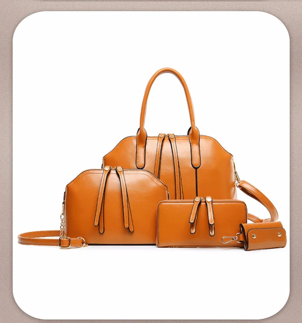 4 Pcs Handbag+Messenger Bag+Purse+Wallet Women Luxury ShoulderBags High Quality PU Leather Top-handle Crossboday Bags Set TTOS (5)