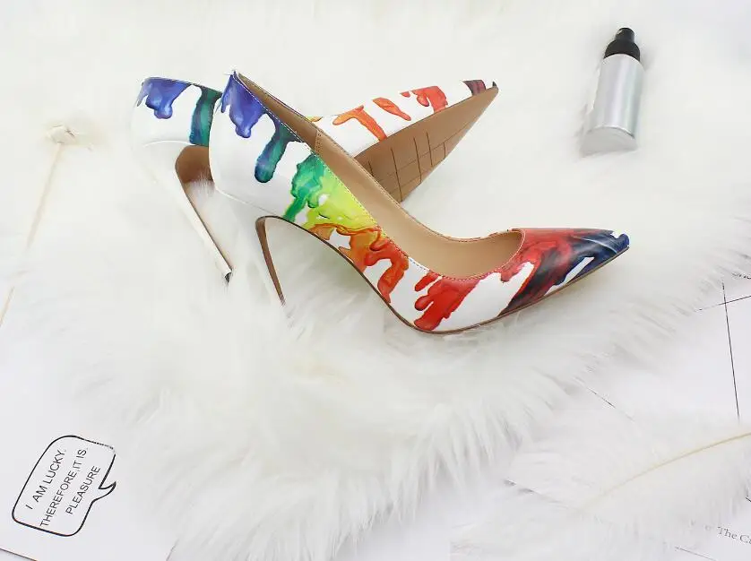 Туфли-лодочки на высоком каблуке, офисные модельные туфли с острым носком из лакированной кожи, разноцветные женские свадебные туфли, женские туфли на шпильке для невесты