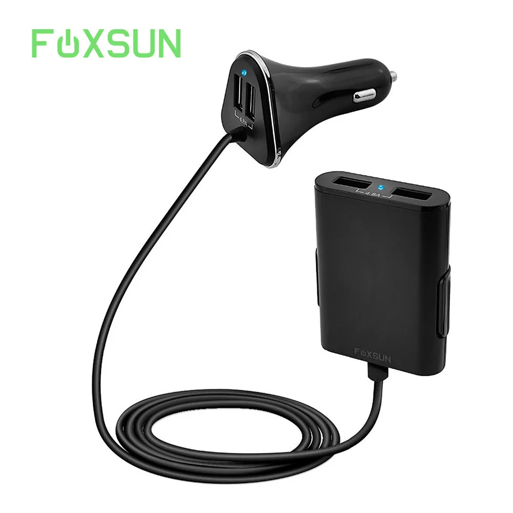 

Backseat USB Car Charger,4 Ports USB Car Charger for Front/Back Seat, Quick Charge Adapter for iPhone X 8 7,Samsung Galaxy, iPad