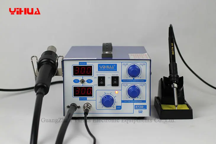 

Free Shipping Digital 2 In 1 Soldering Station With Iron YIHUA 872D Hot Air Station Repair Tool