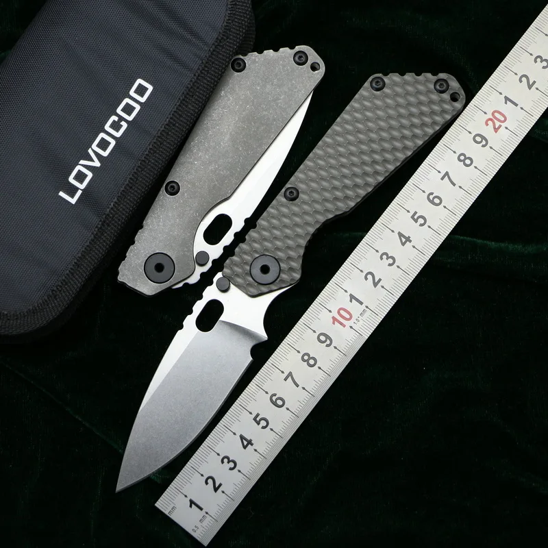 

LOVOCOO SNG Folding Knife D2 blade Titanium Nudist/Pits/CF handle Copper washer kitchen outdoors hunting utility Knives EDC Tool