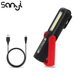 SANYI COB светодио дный светодиодный фонарик Рабочая инспекция Torch Light открытый удобный портативный фонарь USB Перезаряжаемый подвесной