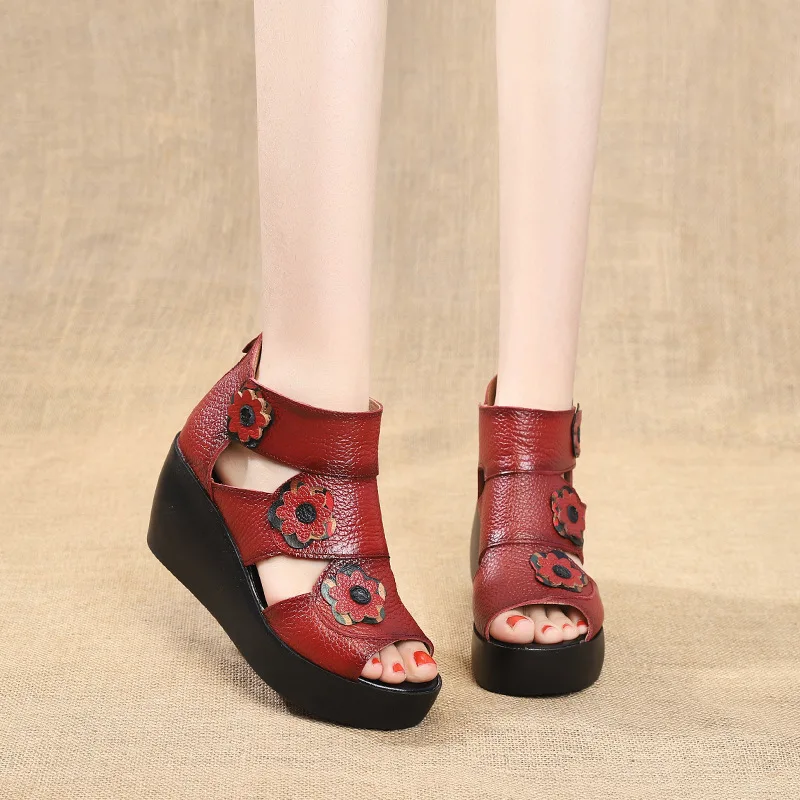 Xiuteng/Коллекция года; женские нескользящие Босоножки с открытым носком на платформе и высоком каблуке; сандалии из натуральной кожи; Женская обувь в римском стиле