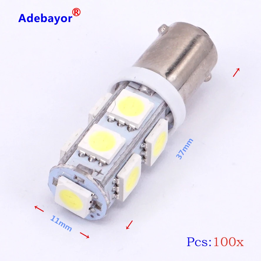 

100X Car Auto BA9S t11 9SMD 6523 1895 W6W T4W 9 led smd 5050 Light 12V steering turn clearance reading Panel interior Dome light