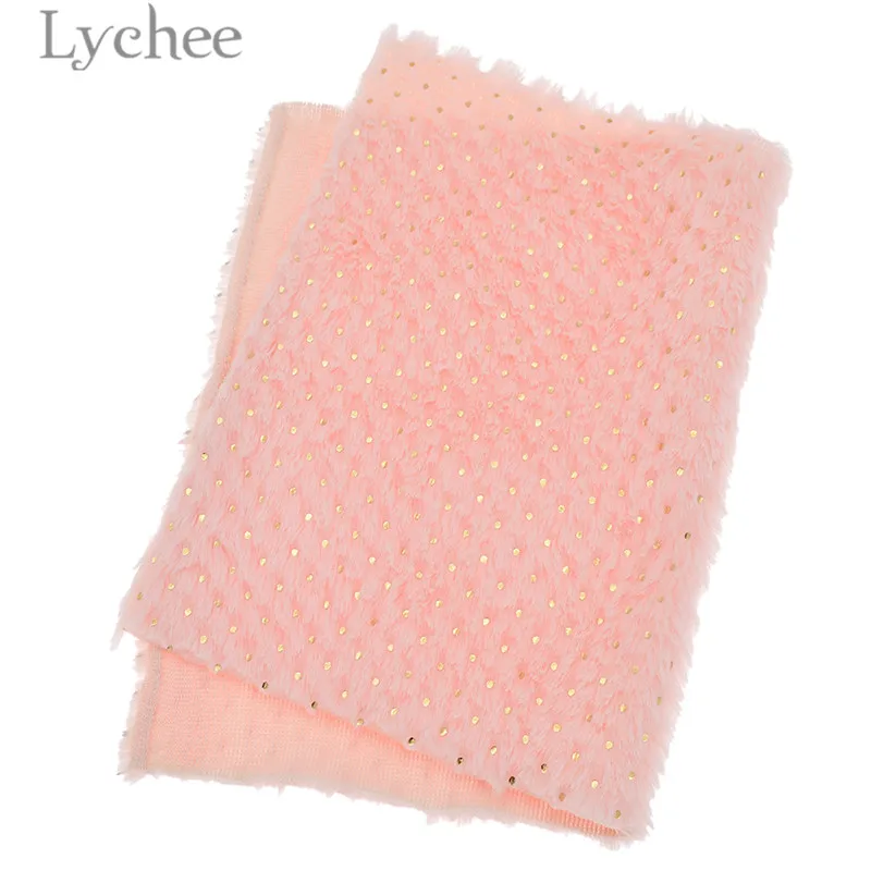 Lychee 29x21 см A4 искусственный мех кролика ткань Блестящий Золотой цвет в горошек искусственная кожа ткань DIY материал для сумок одежды - Цвет: 2