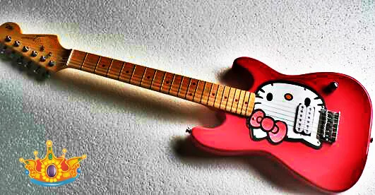 

High Quality GYST-1024 Pink color solid body with Cat pattern maple neck fretboard Mini Electric Guitar, Free shipping
