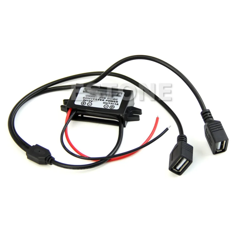 

2019 DC 12V to 5V 3A Dual USB Power Converter for IPHONE Car Regulator Step Down