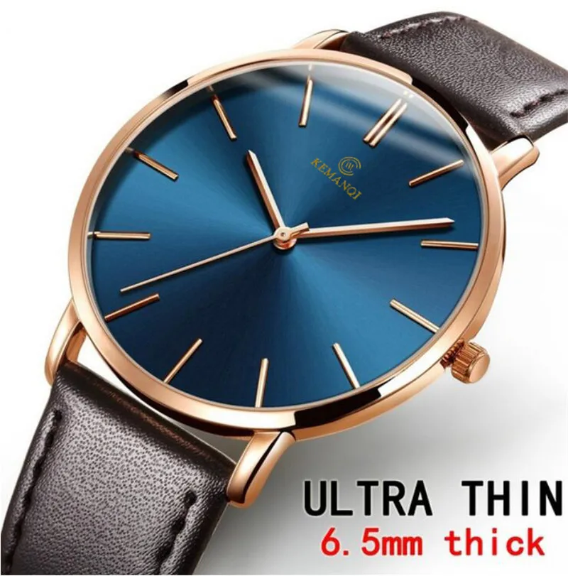 Ультратонкие 6,5 мм часы мужские элегантные модные KEMANQI часы простые деловые мужские кварцевые часы римские мужские часы reloj