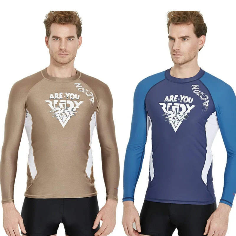 Men's lycra Long Sleeve Rashguard shirt Top Wetsuits UV Sun Surfing