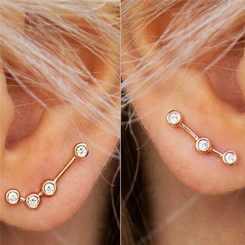 ROXI простые серьги-гвоздики с кристаллами, вечерние серьги из розового золота, геометрические серьги для женщин oorbellen