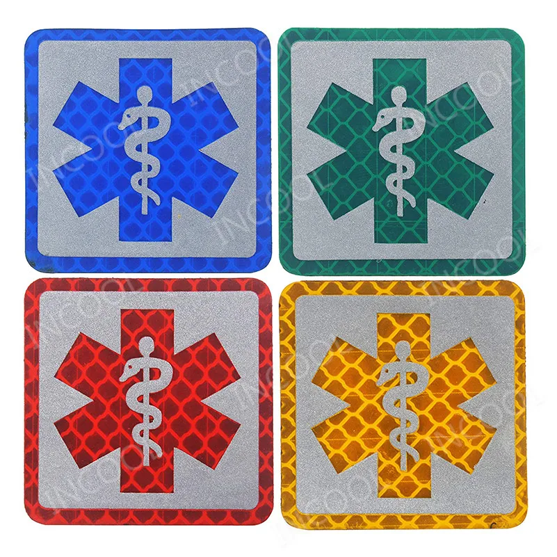 Reflective Medic Red Cross EMT Star of Life Embroidery Patch Military Morale Patches Tactical Emblem Applique Embroidered Badges