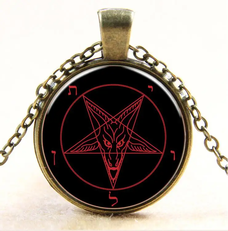 Церковный знак сатаны кулон Baphomet красивый дизайн стеклянный ожерелье Новый