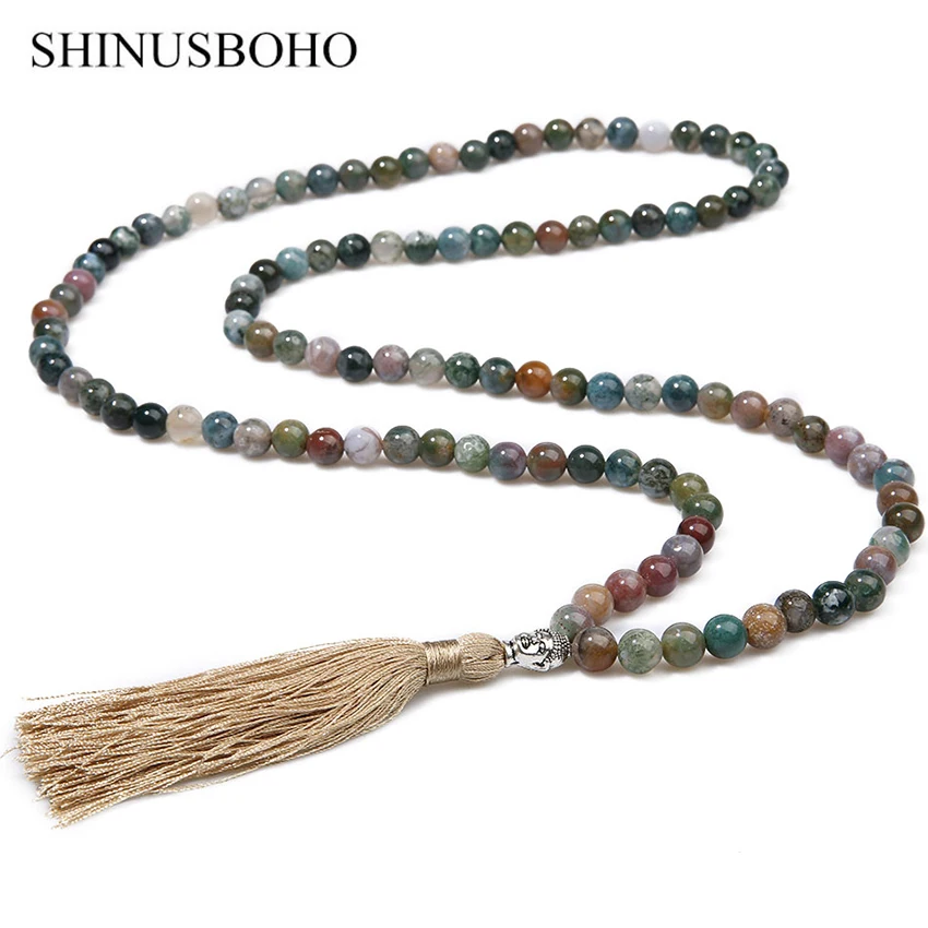 Женское ожерелье с подвеской SHINUS BOHO Religion разноцветное бусинами и Буддой|statement