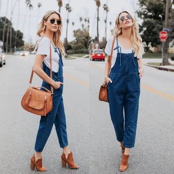 

HIRIGIN Women Casual Loose Denim Rompers fashion sweet Lady Overalls Straps Jumpsuit Bib Clothes