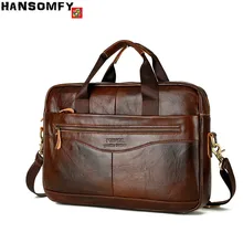 Деловой мужской портфель, брендовые сумки из натуральной кожи с поперечным сечением, большая вместительность, 14 дюймов, для ноутбука, на молнии, сумка через плечо