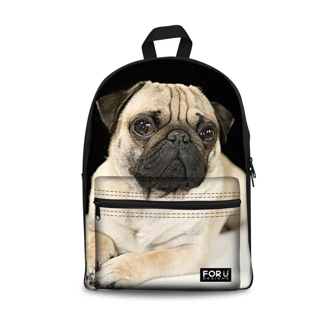 WHOSEPET Backpack Female Pug Dog Husky Printing School Backpacks for Girls Boys Campus Rucksack