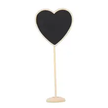 10Pcs Heart Shaped Mini Wooden Blackboard Stand Wedding Lolly Party Tag Wood Black Board Chalkboard for Party Office School