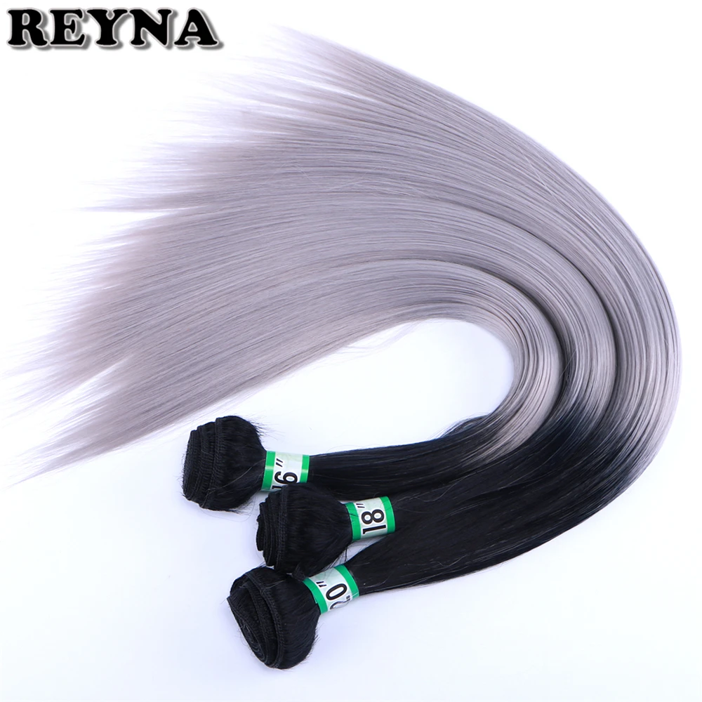 Kinky прямые синтетические волосы Связки высокая температура волокно Ткань пучки волос "омбре" 16 "18" 20 "дюймов доступны пряди волос для