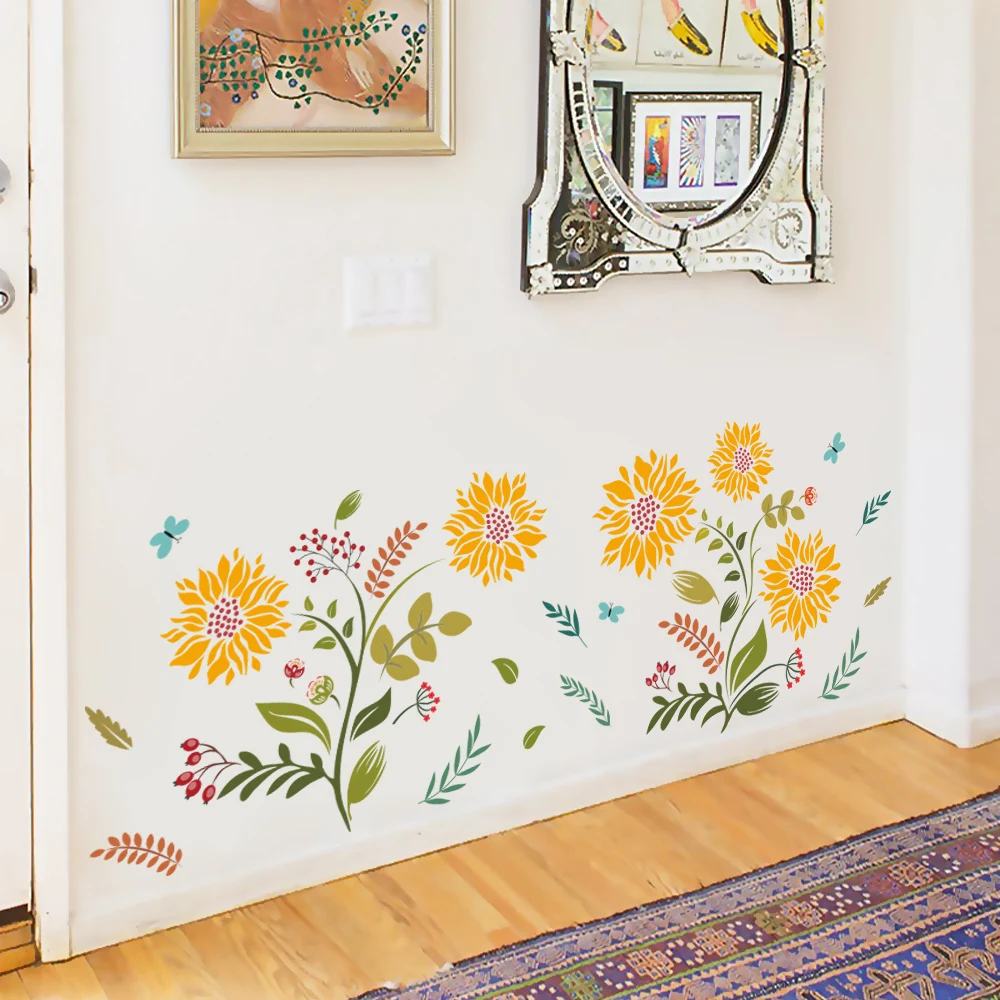 Sunflower wall sticker for bedroom living room 40*60cm home decoration