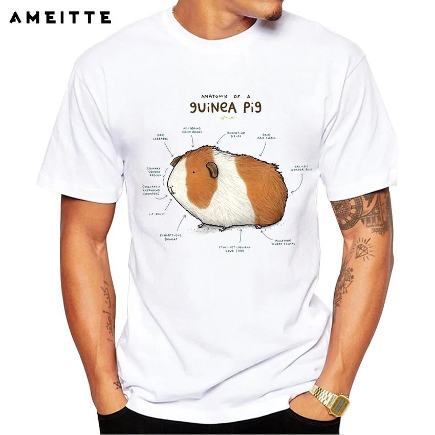 

Anatomy of a Guinea Pig T-Shirt Funny Summer Men's Casual Letters Printed T Shirt High Quality Geek Style Male Tops Tee Clothes