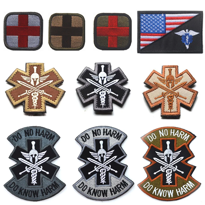 Вышитый патч флаг США медицинский крест спартанская аппликация эмблемы тактические значки военный боевой дух застежка Вышивка Патчи