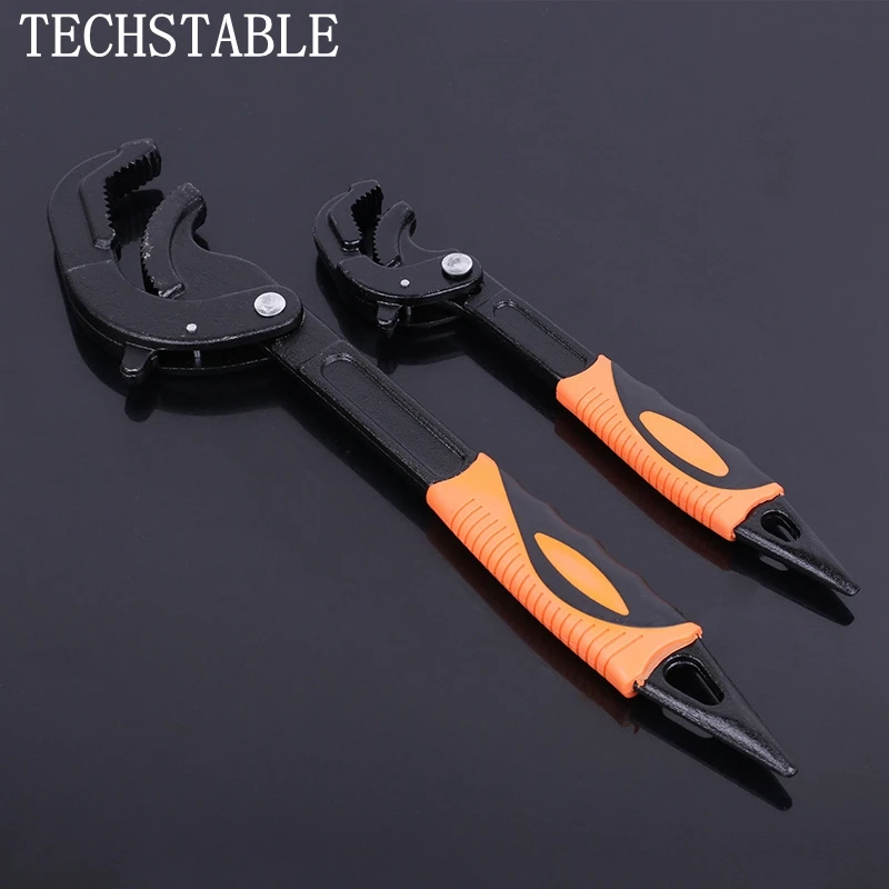 

TECHSTABLE Multifunctional universal wrench pipe wrench rubber handle universal wrench one pair (small and big)