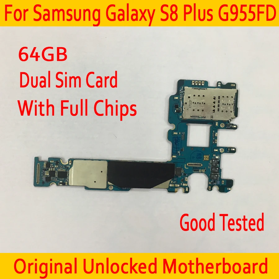 

Original unlocked for Samsung Galaxy S8 Plus G955FD Motherboard Dual Sim Card,EU Version for Galaxy S8 G955FD Mainboard 64GB