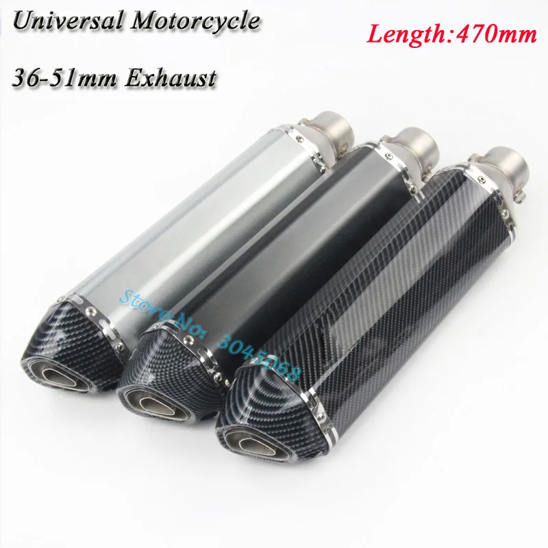 470mm a 370mm Universal de Escape de la motocicleta tubo de Escape silenciador con DB asesino pegatina para Ninjia300 Z750 R25 TMAX530 R6 de la bici de la suciedad