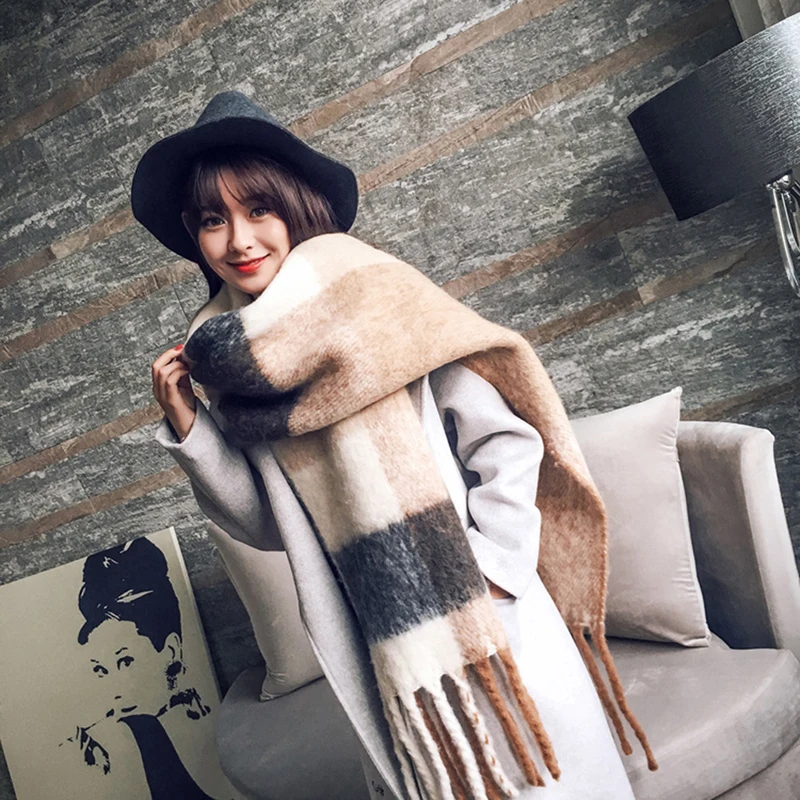 

Korean Style new fashion long scarf shawl female autumn and winter new color mixed wild warm thick fringed scarf