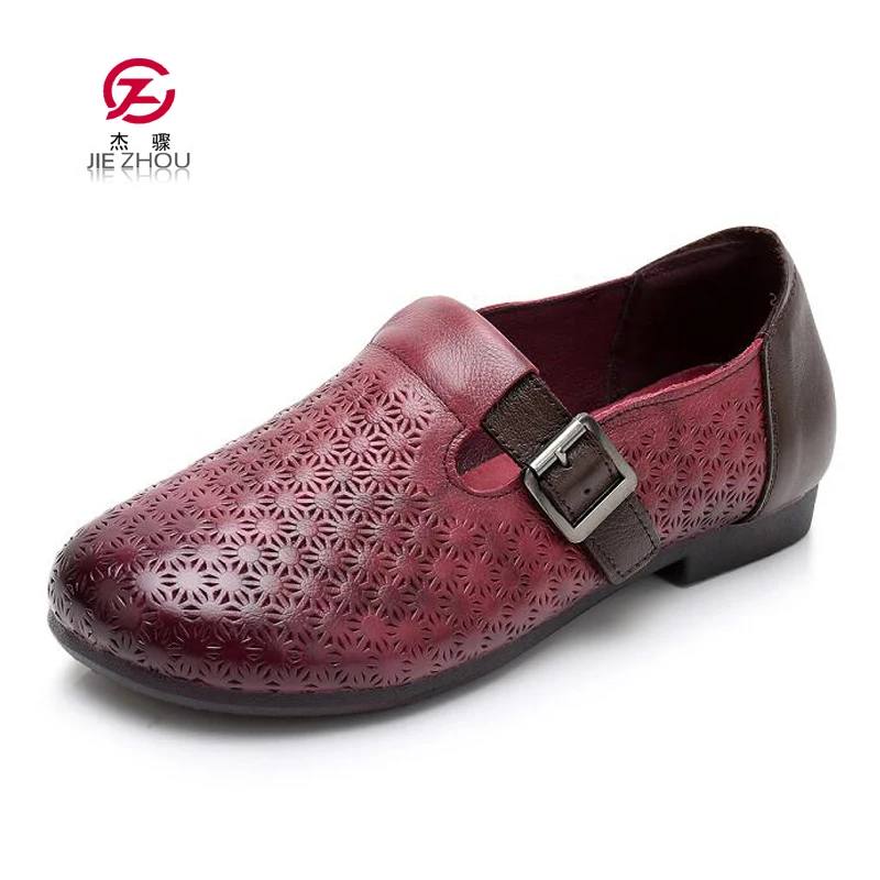 

2018 Autumn New Vintage handmade shoes Loafers Genuine Leather Flats Women Shoes Shallow mouth Casual shoes Fashion Women Shoes