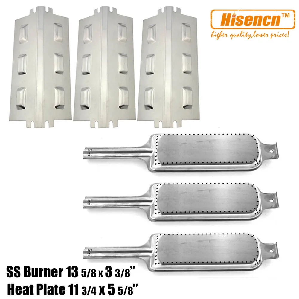 Hisencn Outdoor BBQ SS Burners, SS Heat Plates Shield Replacement For