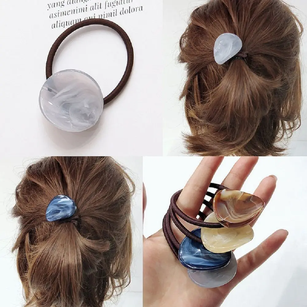 

2019 Hot Sell Elegant 1PC Girls Elastic Hair Bands Women Marble Acrylic Hair Rope Ponytail Holder Hair Ties Hair Accessories