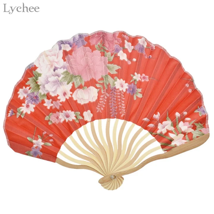 Lychee Life 1 шт. винтажный цветочный узор ручной вентилятор вечерние складной ручной вентилятор тканевый Карманный складной веер вечерние подарок на свадьбу