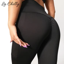 Пуш-ап зимние женские леггинсы тренировка Леггинсы с карманом тонкие леггинсы полиэстер v-талия Джеггинсы Женские узкие брюки