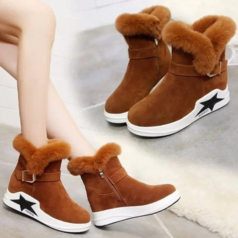 

Snow boots 2018 winter new Korean version of the thick bottom non-slip wool one warm cotton shoes plus velvet leather boots