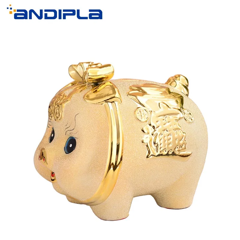 Красивый золотой свинья-копилка Керамика поросенок \Счастливчик\ деньги Коробки ребенок взрослый наличные копилка для монет коробка подар... Красивый золотой свинья-копилка Керамика поросенок \Счастливчик\ деньги Коробки ребенок взрослый наличные копилка для монет коробка подар...