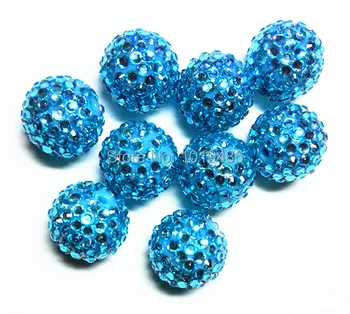 

18X20MM Blue color 100pcs / lot Chunky Resin Rhinestone Beads,Bling Resin Ball Beads, for Chunky Necklace Jewelry
