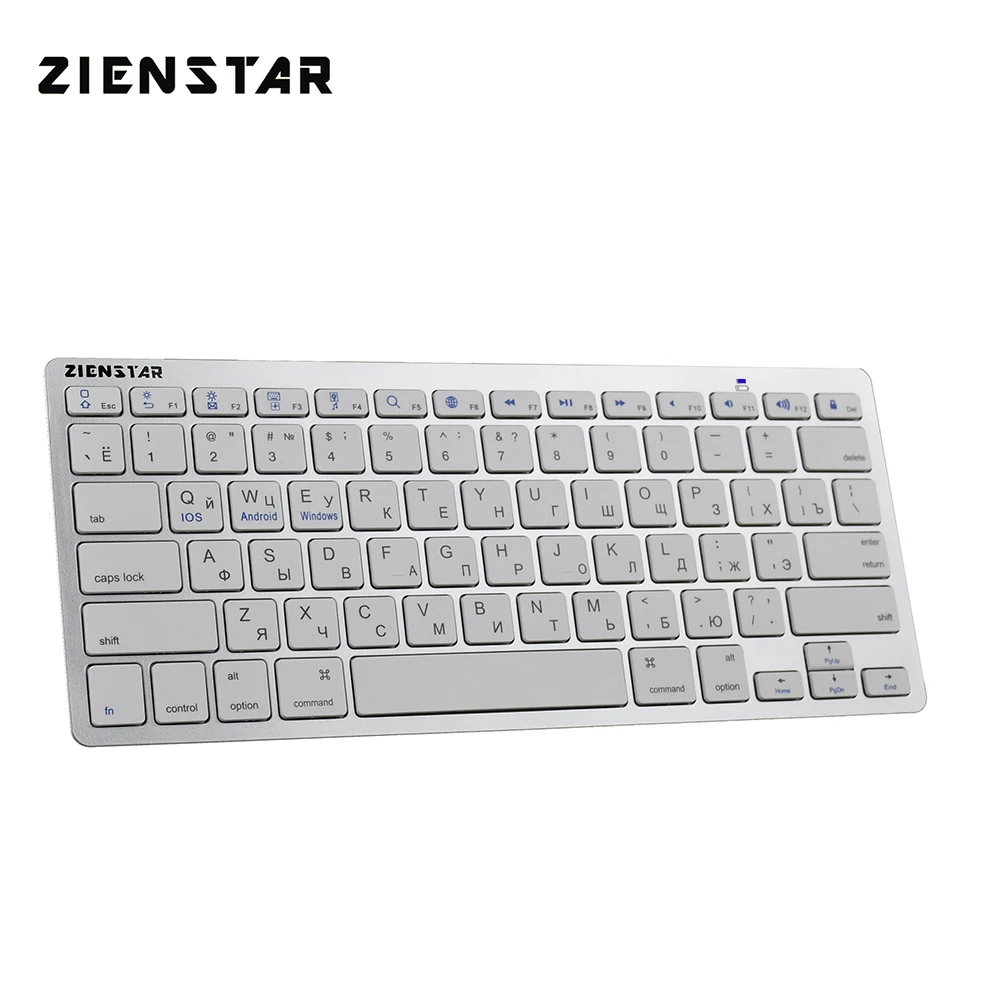 Цена Zienstar русский язык ультра тонкая беспроводная клавиатура Bluetooth 3,0 для Ipad Iphone Macbook ПК компьютер планшет на Android