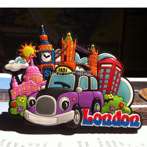 SOUVENIR Rubber FRIDGE MAGNET --- LONDON , UK