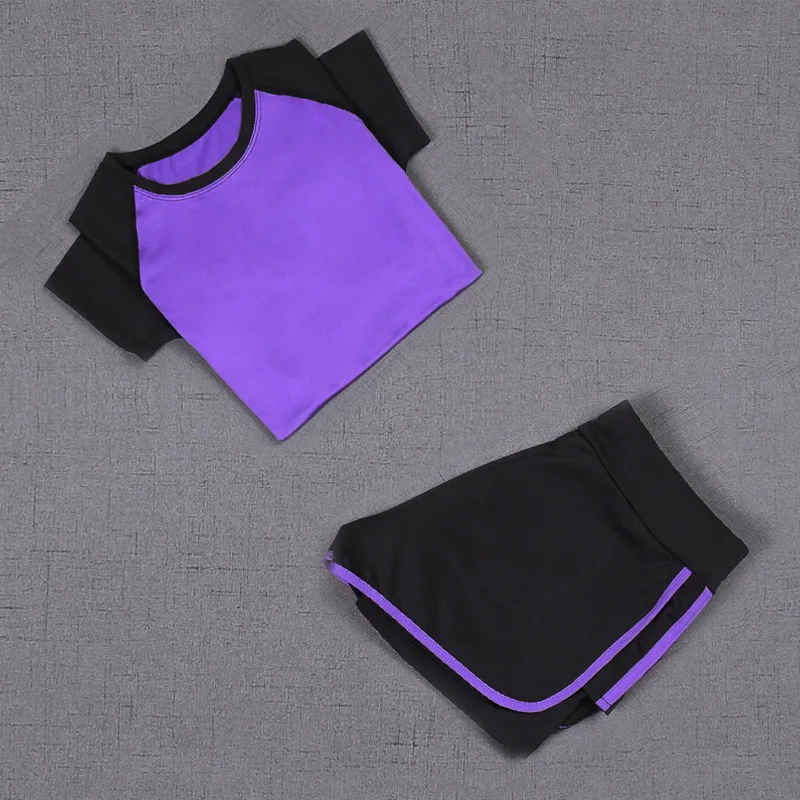 Voobuyla 2 шт. Йога Комплект для женщин Фитнес Бег футболка брюки для девочек дышащий тренажерный зал тренировки одежда сжатый Леггинсы для йоги спортивные
