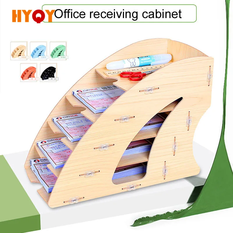 

HYQY Office filing cabinet Tabletop wooden box Store invoice Express form Order storage box
