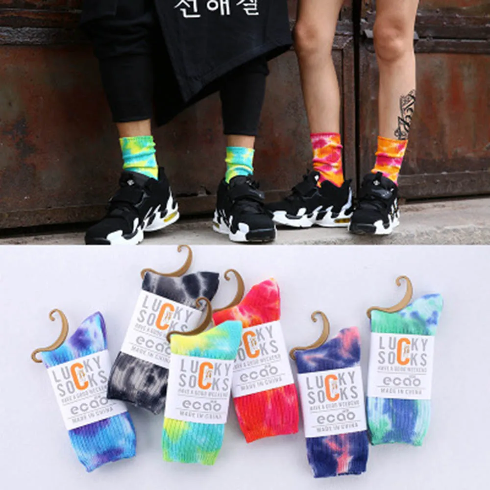 

Autumn winter neutral colorful tie-dyeing socks cotton coarse line heap socks in the socks Warm Fashion Casual Cotton Socks 11.6