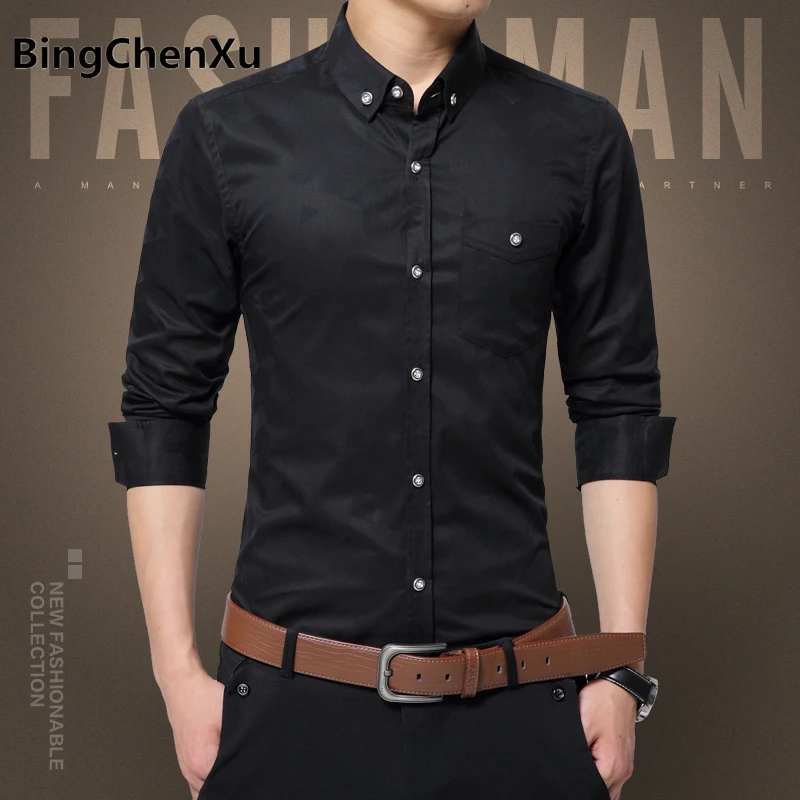 mens dress shirt black