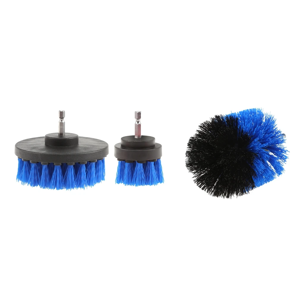 3pcs/set Blue Electric Drill Cleaning Nylon Brush Round Cleaning Brush