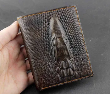

Crocodile Alligator Vintage Mens Genuine Leather Bifold Wallet Purse Biker Rock