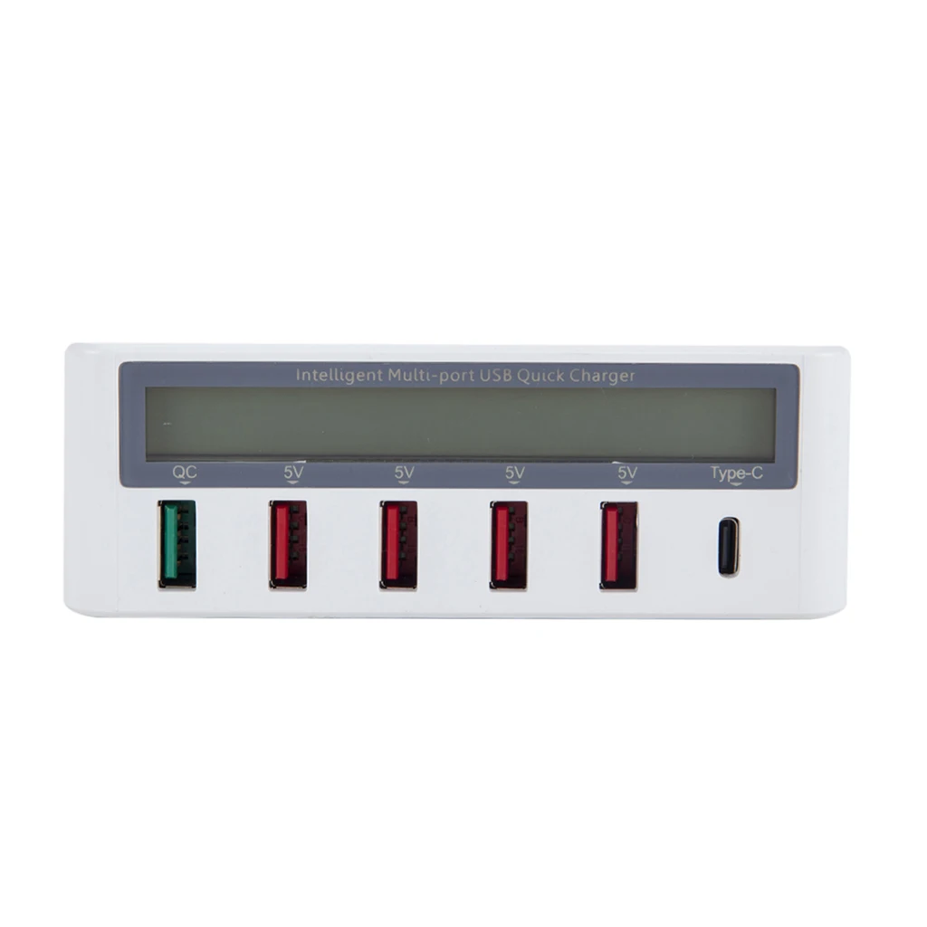 

Universal 5 USB Ports Charger Station QC 3.0 Type C Fast Charging Multiple USB Charger HUB LED Display Chargers