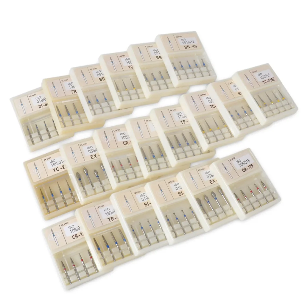 

New 225pcs/45Boxes Many Types Burs Dental Diamond Drill Burs Dia-burs for High Speed Handpiece Medium FG 1.6M Dentist Need Tools