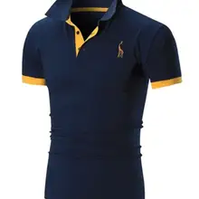 Мужская рубашка поло бренды мужская короткий рукав Повседневная приталенная однотонная цветная печать олень шаблон поло для мужчин 3XL